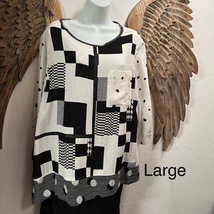 Monochrome Patchwork Women's Blouse